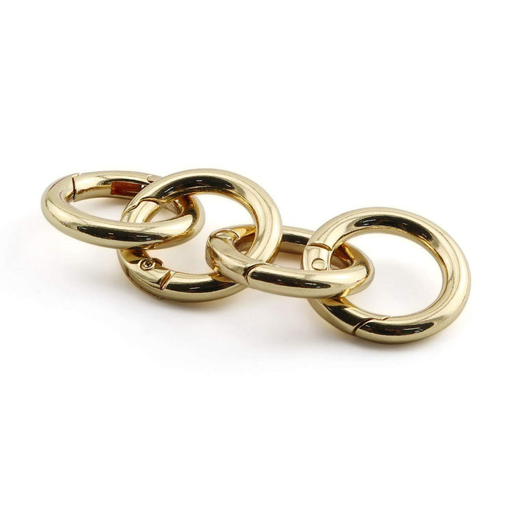 6pcs 19x29mm Round Spring Snap Hooks Clip DIY Accessories for Handbag Purse Shoulder Strap Key Chains Buckle Zinc Alloy Circle Round Metal Spring Key Ring(Gold)