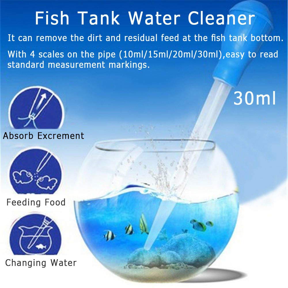 Manual Fish Tank Water Changer Aquarium Dropper, 2Pcs 30ml Aquarium Clean Pipette Dropper, Fish Tank Cleaning Waste Remover, Aquarium Gravel Cleaning Straw