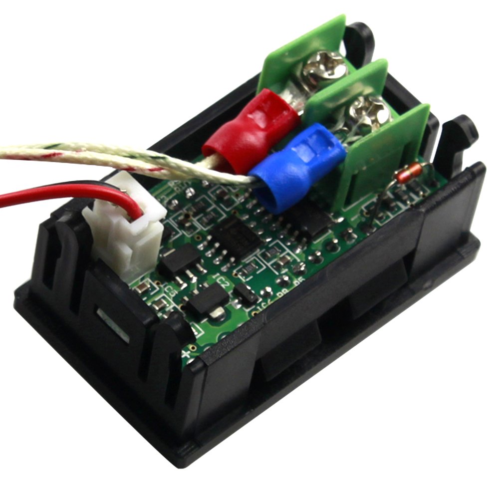 -30-800 Degree Centigrade Digital Temperature Meter Blue LED Display K-Type Thermocouple Temp Sensor 2-Wires Reverse Polarity Protection with Black Case