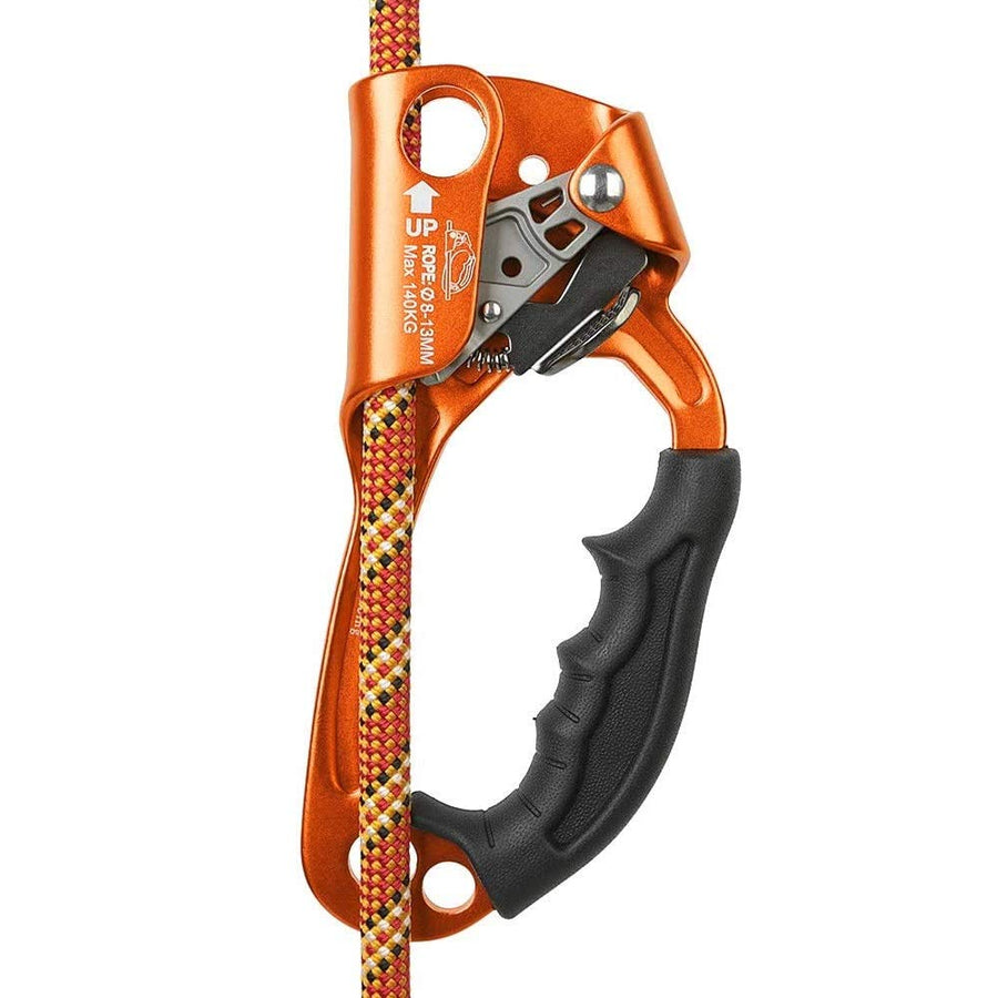 SRT Climbing Equipment Hand Ascender Light Alloy Mountaineering Rock Ergonomic Rappelling Gear Handled Right asender Arborist Tree Climber Rigging (Orange,Right Hand)