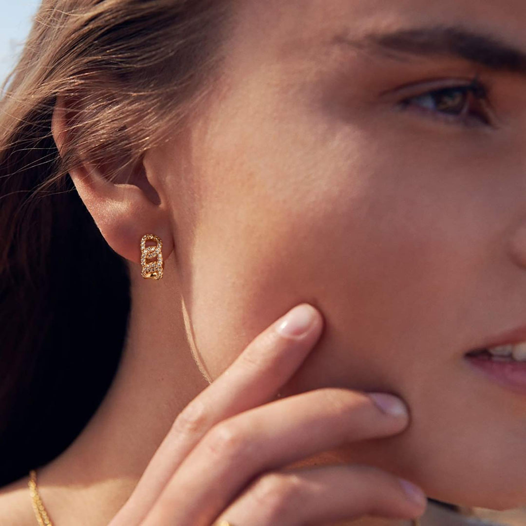Gold Hoop Earrings for Women 18K Gold Plated Hoop Earrings with Shining Cubic Zriconia Handmade Hoop Earrings for Everyday Jewelry