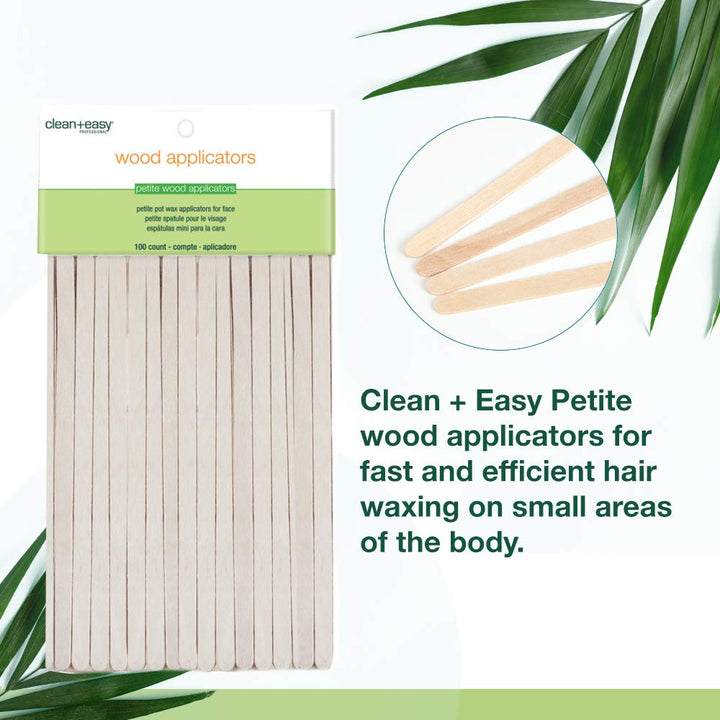 Clean Plus Easy Petite Eyebrow Wood Applicator Spatula, 100 Count
