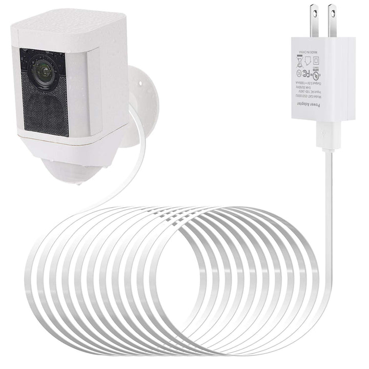 Power Adapter for Ring Spotlight Cam Battery, with 25Ft/7.5m Weatherproof Outdoor Cable to Continuously Charge Your Home Security Camera, No Need to Change The Batteries(White)