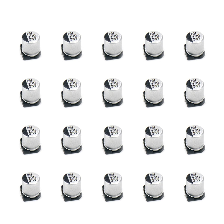 20Pcs SMD Aluminum Electrolytic Capacitors 100uF 35V