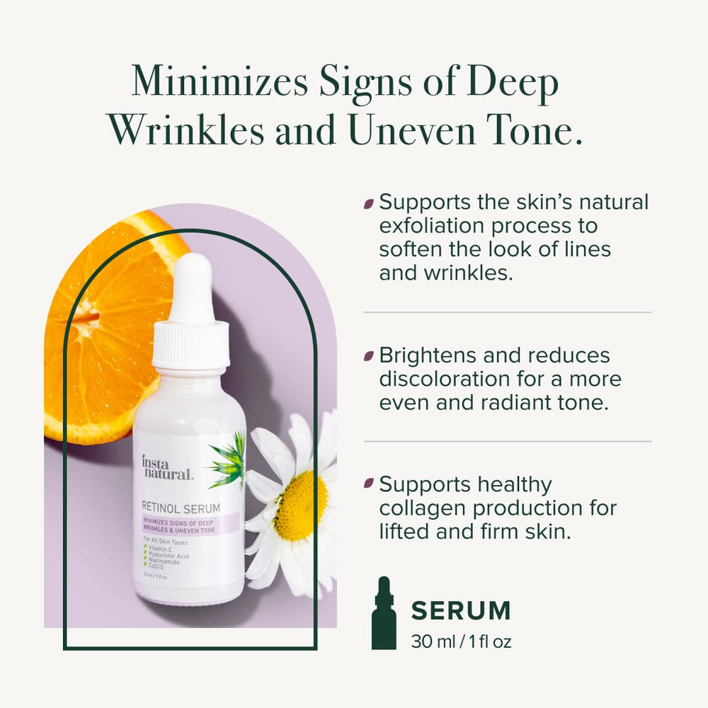 Retinol Serum for Face with Niacinamide, Vitamin C, and Hyaluronic Acid, Anti Aging for Firmer Skin, Lines & Wrinkles & Brightening Serum