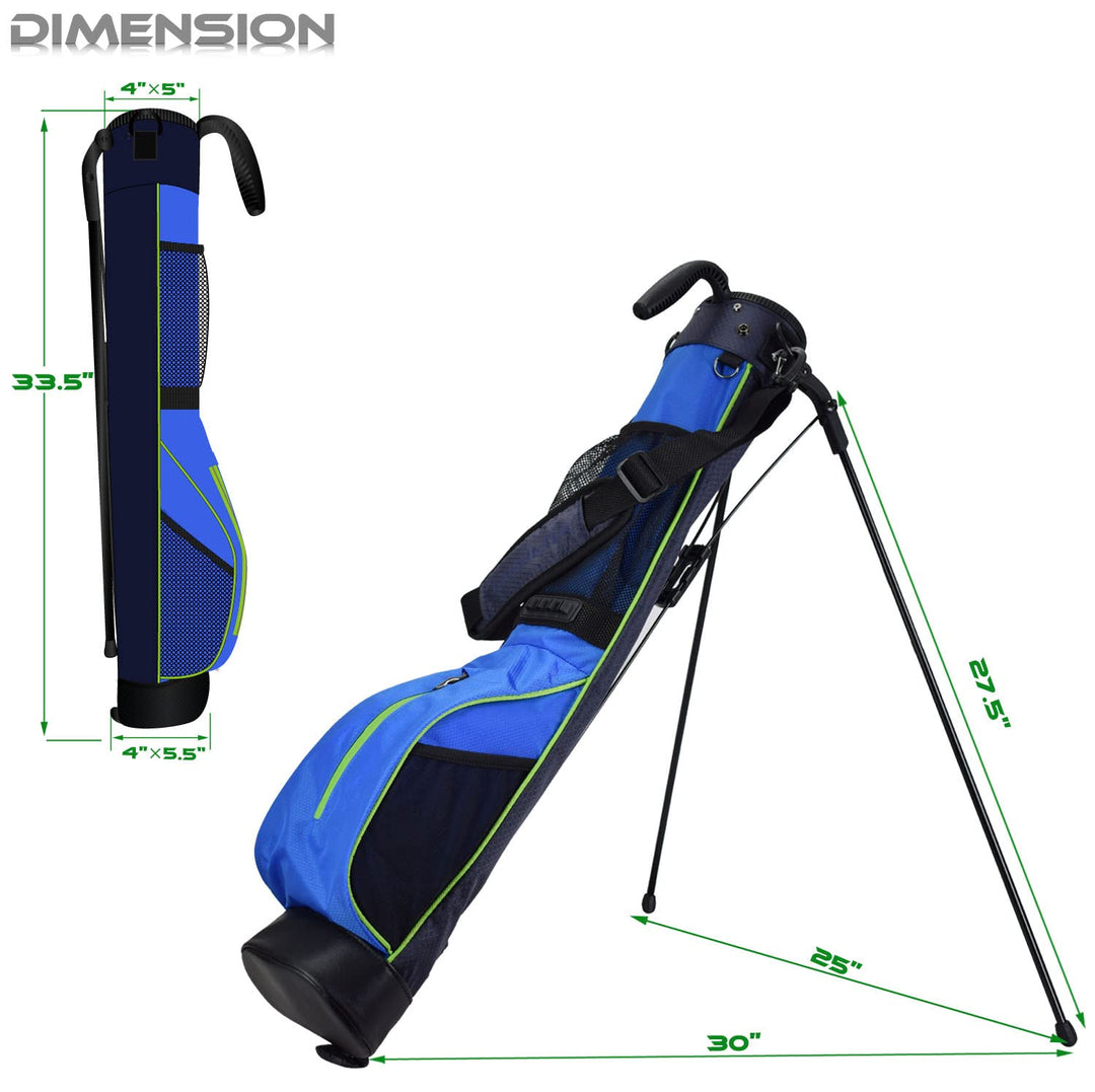 Golf Stand Bag Retractable, Portable Golf Bag with 2 Way Divider and Dual Straps, Waterproof Wear-Resistant Durable Fabric Golf Bag for Women and Men (Blue)