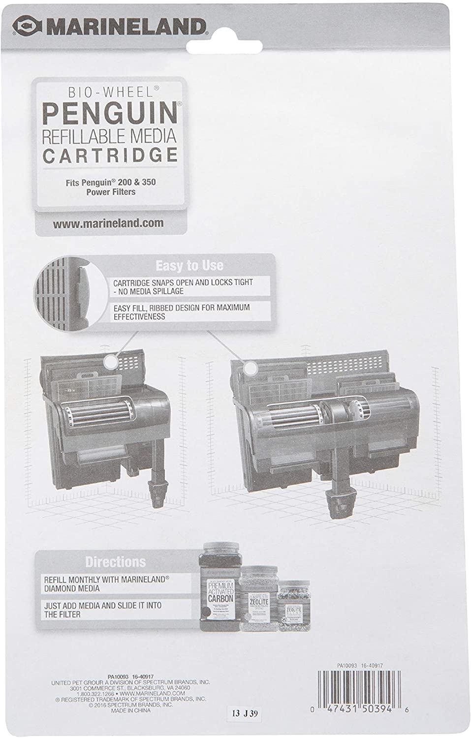 Marineland Penguin Refillable Media Cartridge, Fits 200 And 350 Power Filters (PA10093)