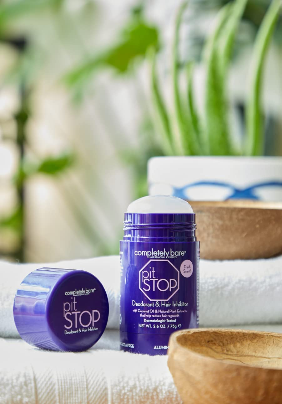 pit STOP Hair Inhibiting Deodorant with Coconut Oil &amp; Natural Plant Extracts that help reduce hair growth, 2.6 oz