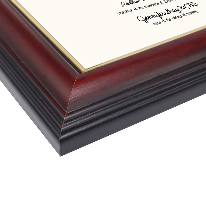 8.5x11 Certificate Diploma Frame,Solid Wood &amp; UV Protection Acrylic,Cherry Finish with Gold Trim