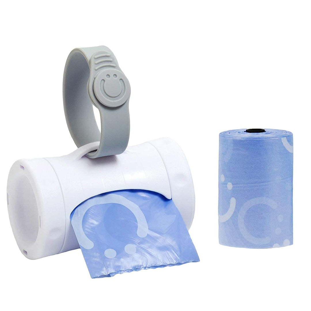 Retractable On the Go Bag Dispenser for Baby Travel, Diaper Bag Accessory Must Have for Newborn, Helpful Baby Item, Baby Gift, Lavender Scented, White
