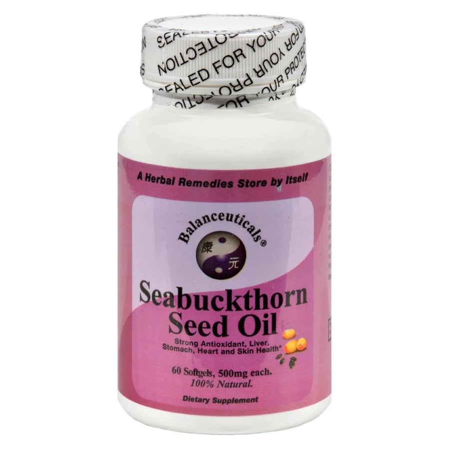Seabuckthorn Seed Oil, 500 mg Dietary Supplement Softgels, 60-Count Bottle