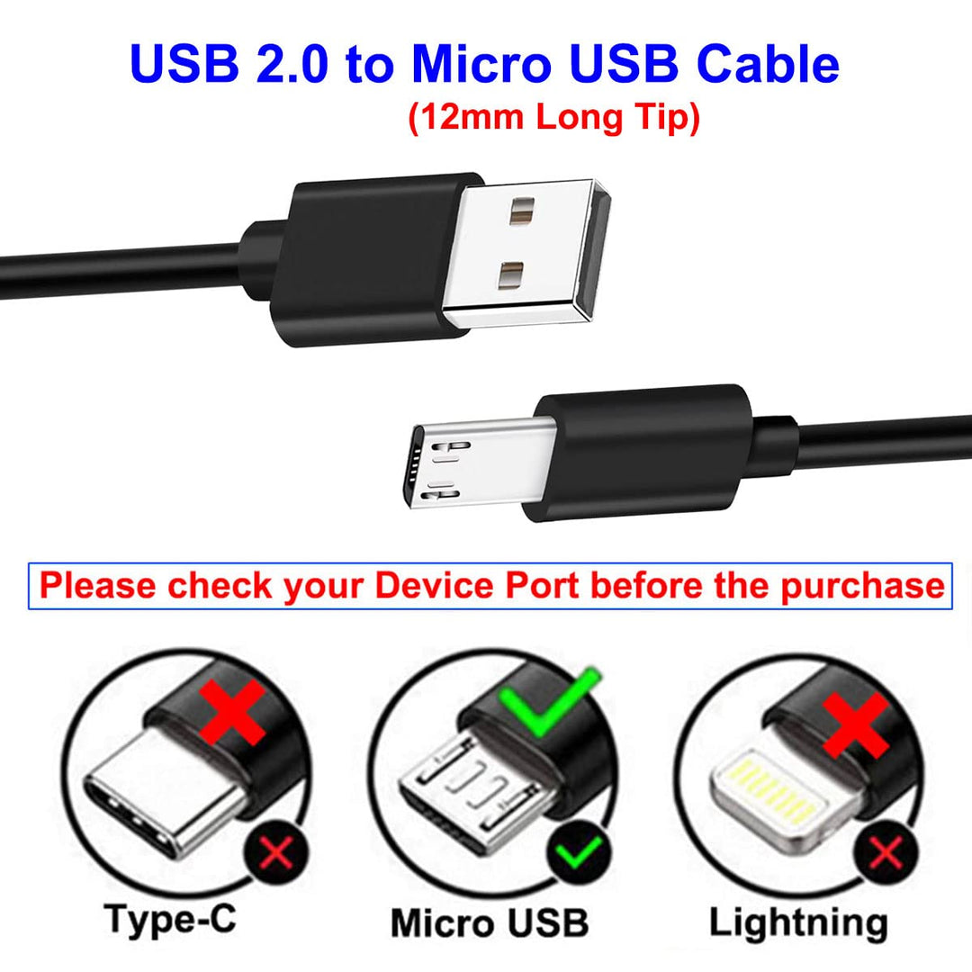 2Pcs 3FT 12mm Long Tip Micro USB Cable Compatible with Blackview BV4000 BV4900 BV5500 Pro/Plus BV5800 BV6000 BV6000s /Oukitel WP12 WP8 Pro, WP6/Doogee/Ulefone Armor X7 Pro X6 X5 Rugged Phones