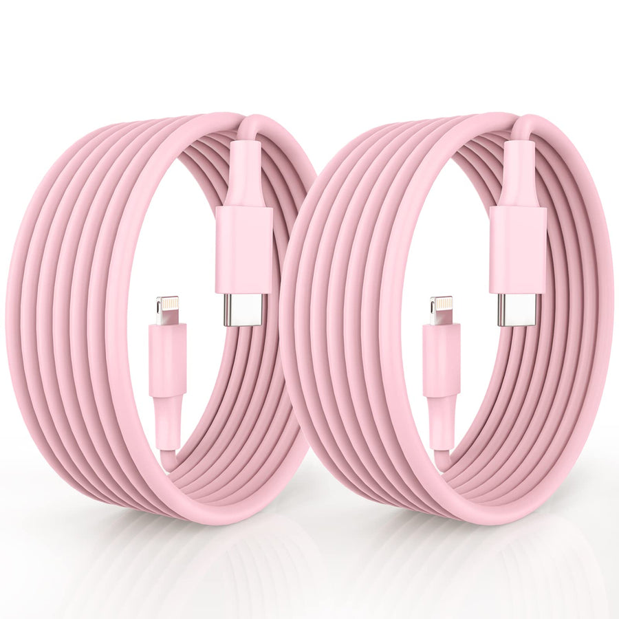 USB C to Lightning Cable, 2Pack 10FT 20W MFi Certified Extra Long iPhone Fast Charger Cable Power Charging Cord for iPhone 14/13/12/Pro/Pro Max/Mini/11/Pro Max/XS/MAX/XR/X/ 8/8Plus, Pink