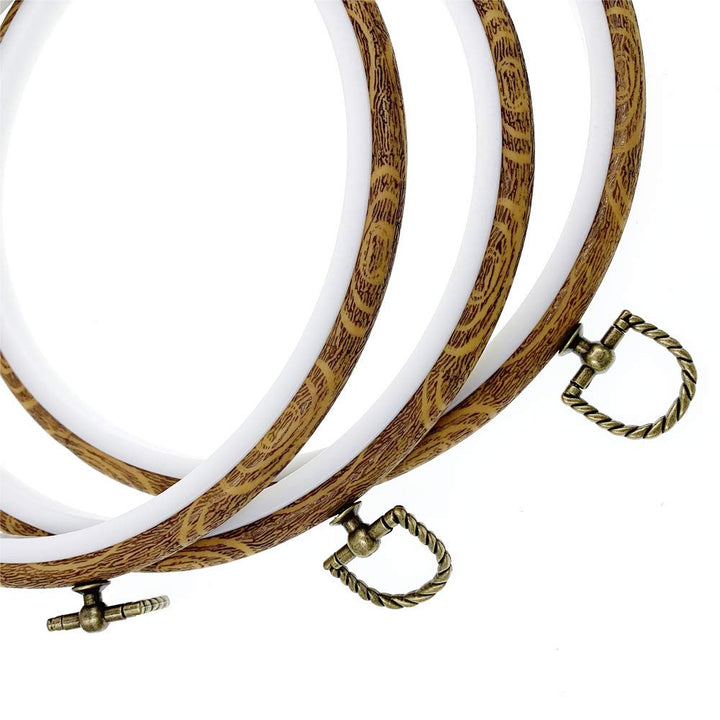 Hand U Journey 3 Pieces 10&#39;&#39; 26cm Rug-Punch Embroidery Ring Cross Stitch No Slip Hoops Set Imitated Wood Display Circle Kits for Art Craft Sewing Embroidery and Hanging