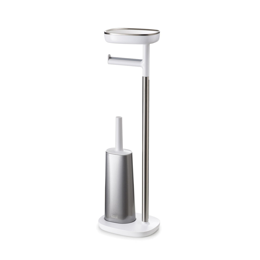 70519 EasyStore Butler Toilet Paper Holder Stand and Flex Toilet Brush with Shelf and Drawer, Stainless Steel