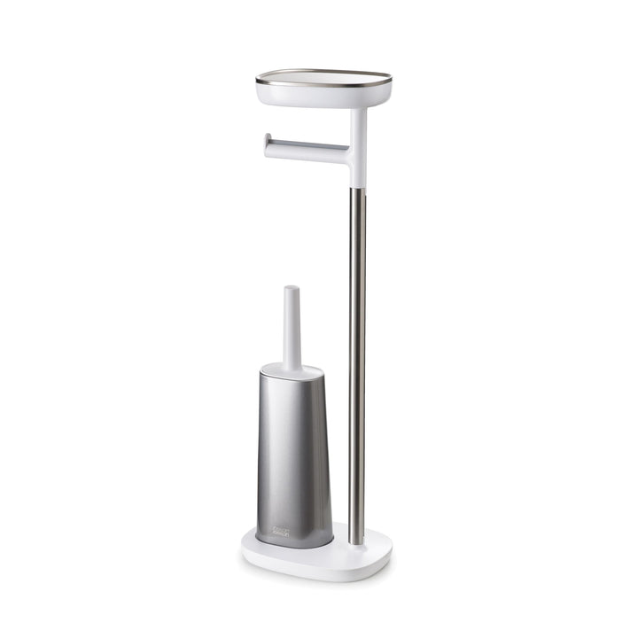 70519 EasyStore Butler Toilet Paper Holder Stand and Flex Toilet Brush with Shelf and Drawer, Stainless Steel