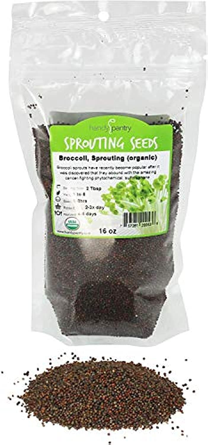 Broccoli Sprouts Seeds Organic- 1 Lb - Non-GMO Organic Broccoli Seeds for Sprouting, Microgreens Sprouting Seeds, Contain Sulforaphane