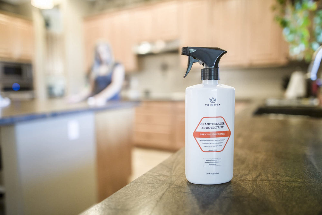 Granite Sealer &amp; Protector – Best Stone Polish, Protectant &amp; Care Product – Easy Maintenance for Clean Countertop Surface, Marble, Tile – No Streaks, Stains, Haze, or Spots - 18 fl oz