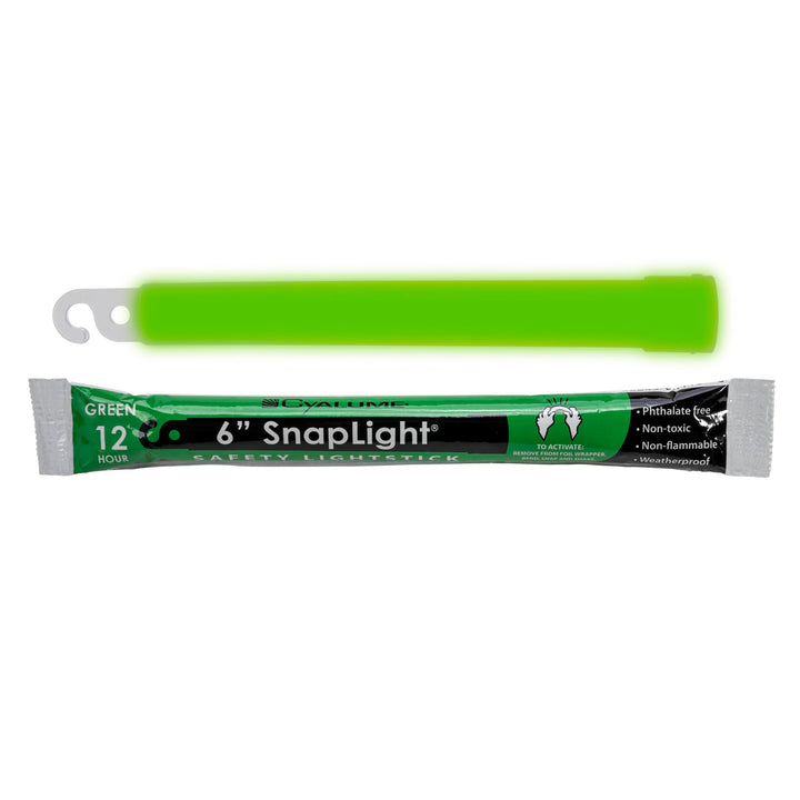 Glow Sticks Military Grade Lightstick - Premium Green 6” SnapLight Emergency Chemical Light Stick with 12 Hour Duration , 10 Pack