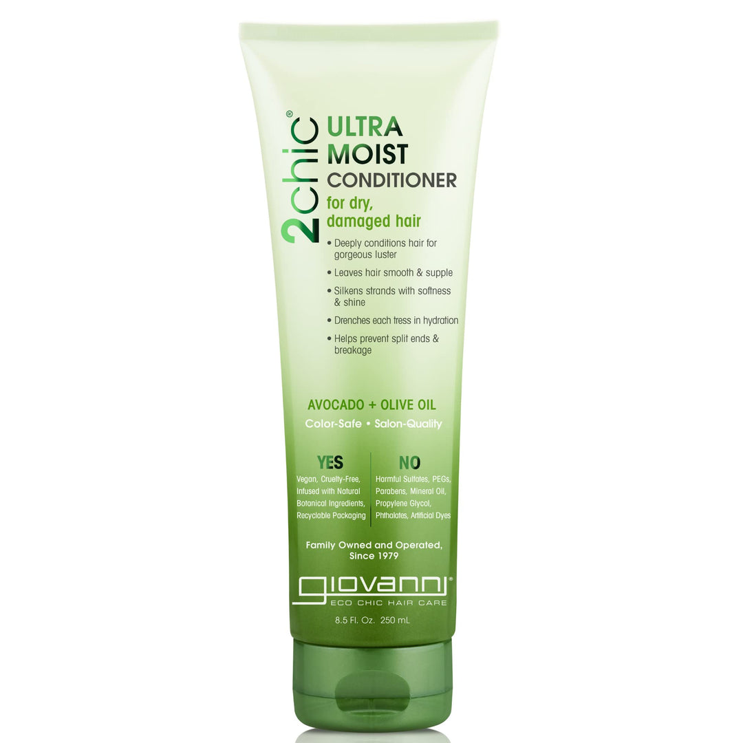 Organic 2Chic Olive Oil &amp; Avocado Ultra-Moist Conditioner with No Parabens, No Sulphates, No Mineral Oil, No Colours, No PEG, USDA Certified Organic, For dry damaged hair, 250ml