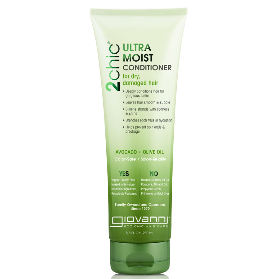 Organic 2Chic Olive Oil & Avocado Ultra-Moist Conditioner with No Parabens, No Sulphates, No Mineral Oil, No Colours, No PEG, USDA Certified Organic, For dry damaged hair, 250ml