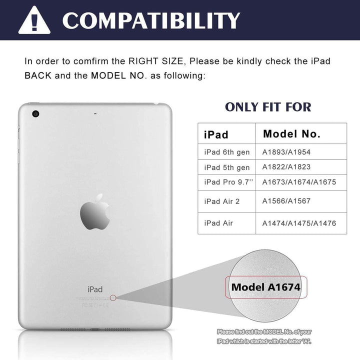 iPad Keyboard Case 9.7 inch, Compatible with iPad 6th Generation,iPad 5th Generation, iPad Pro 9.7 inch, iPad Air 2,iPad Air, Protective Folio Cover with Wireless Bluetooth Keyboard -Black