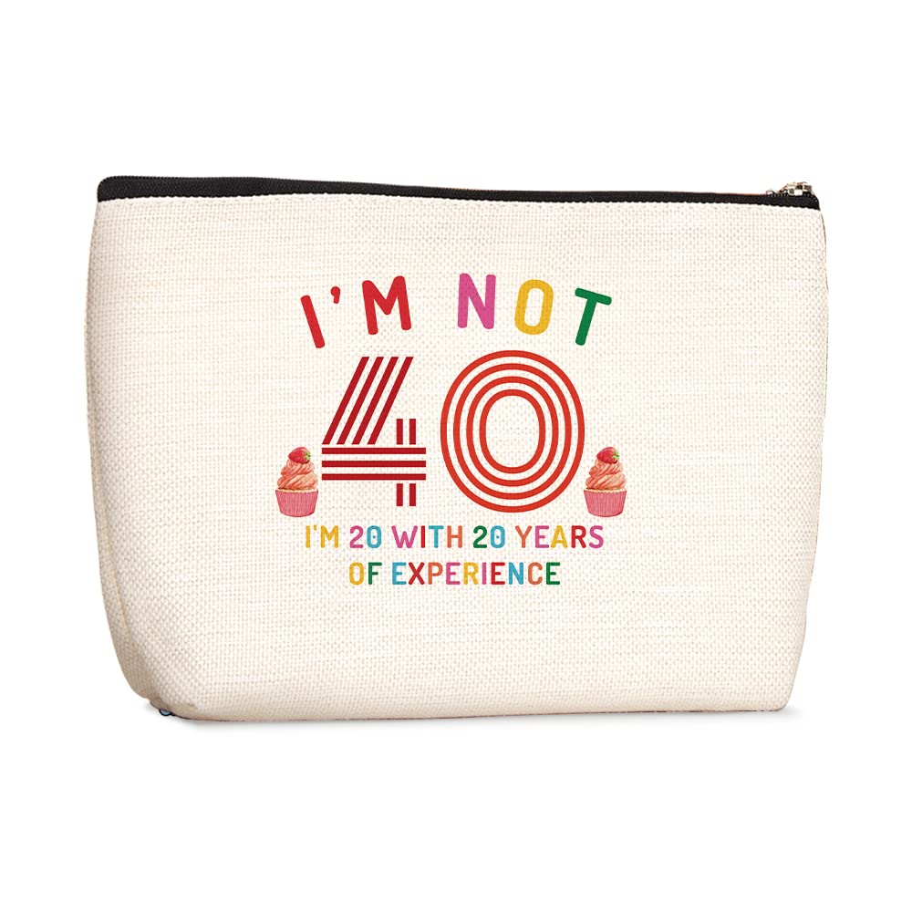 40th Birthday Gifts Women Funny Unique Gift Idea for Her Mom, 40th Birthday Gifts for Women, Boss, Wife, Mother, Daughter Makeup Bag, 40th Birthday Decorations Women - I Not 40