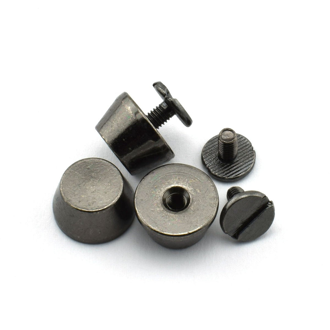 4-Pack 1/2 Purse Handbag Feet Nailhead Flat Head Stud Solid Brass Screw-Back Spike Metal Studs Rivet Leather Craft DIY Black 12x7mm