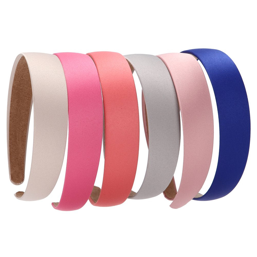 6 Pcs Bright Colors: Loneedy 6 Hard Headbands, 1 Inch Wide Non-Slip Ribbon Hairband For Women (6 Pcs Bright Colors)