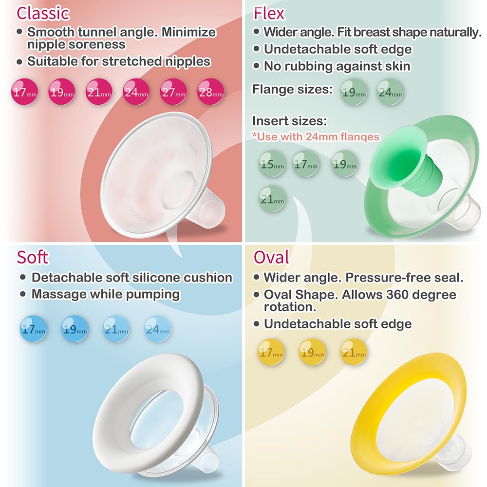 Nenesupply 17mm Soft Flange Compatible with Medela Breast Pump Parts Replace 17mm Flange for Medela Acessories Compatible with Pump in Style Parts Symphony Swing Harmony Pumps and Personalfit Flex
