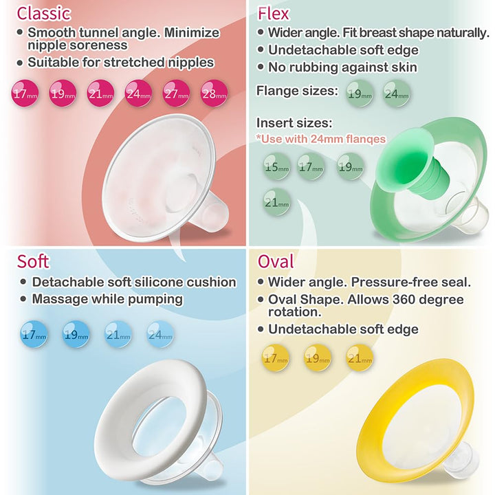 Nenesupply 17mm Soft Flange Compatible with Medela Breast Pump Parts Replace 17mm Flange for Medela Acessories Compatible with Pump in Style Parts Symphony Swing Harmony Pumps and Personalfit Flex