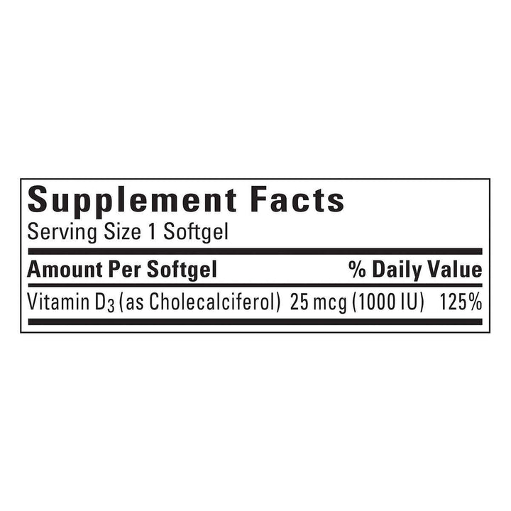 Vitamin D3 25 mcg., 650 Softgels