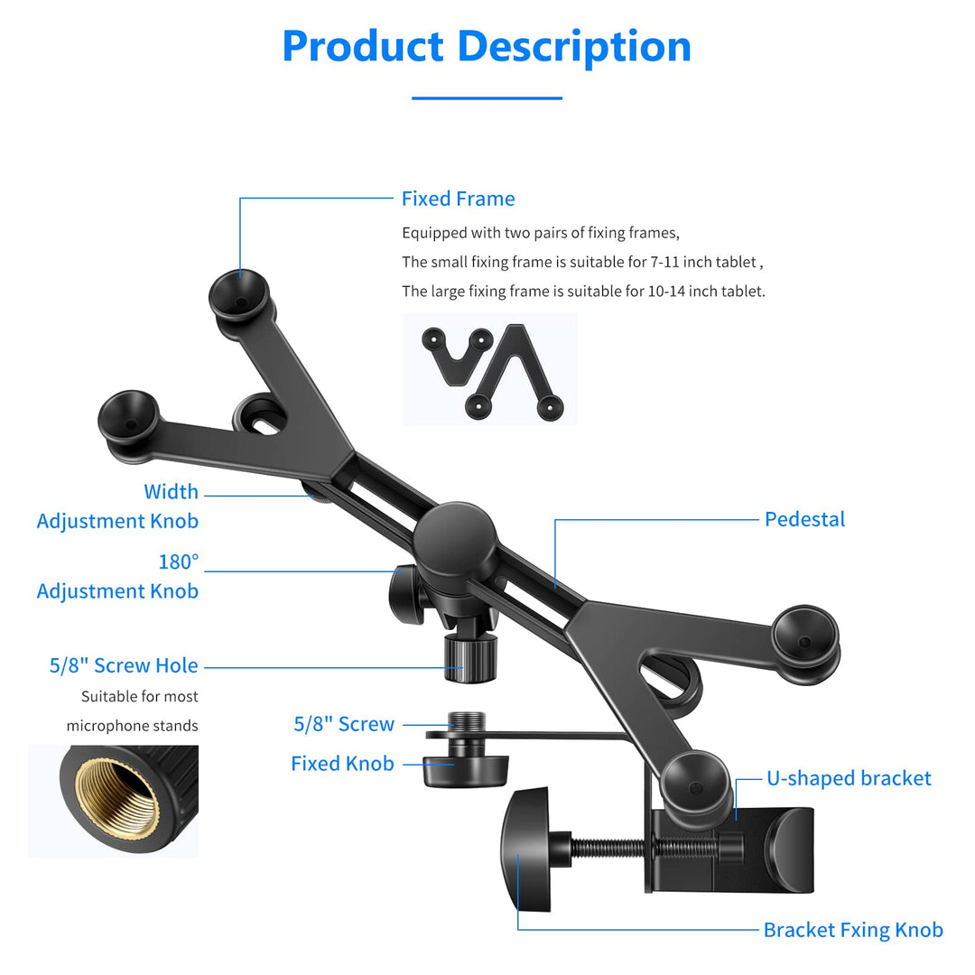 Neewer 7-14 inches Adjustable Tablet Holder Mount with 