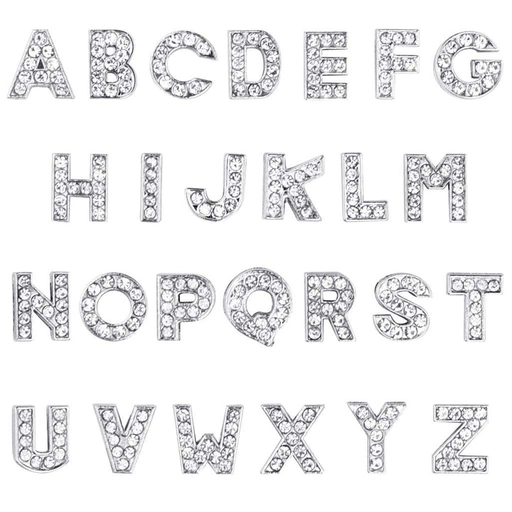 130pcs A-Z 8mm Full Rhinestones Slide Alphabet Letters for DIY Wristbands Bracelets, Jewelry Making Crafts Charms (Silver)