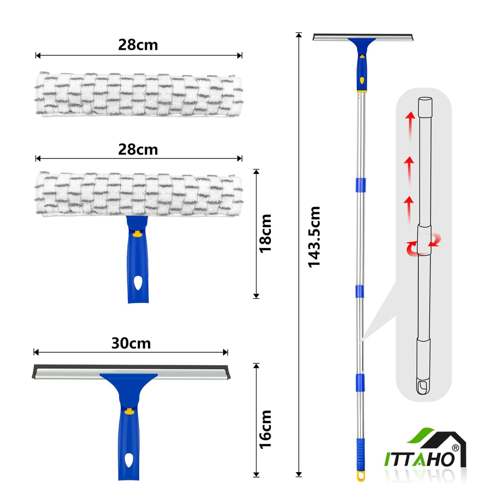 ITTAHO All Purpose Window Squeegee, with 58 Stainless S