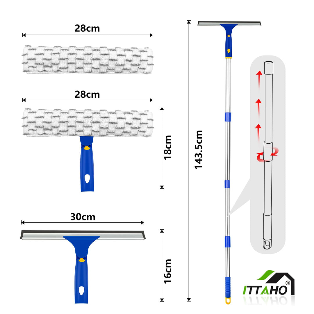 ITTAHO All Purpose Window Squeegee, with 58 Stainless S