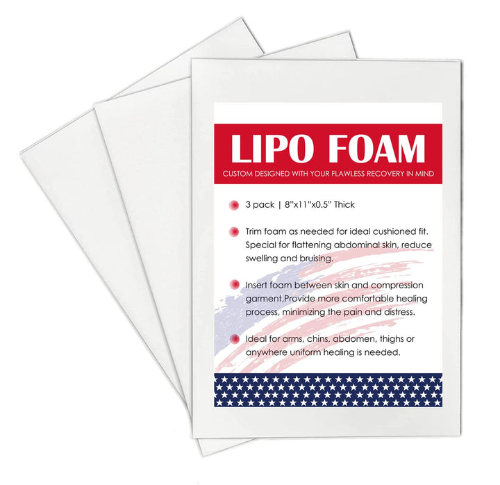 KUSMOO 3 Pack Lipo Foam Pads - Post Surgery Ab Board Liposuction Surgery Flattening Abdominal Compression Lipo Foam Sheets 8 x 11