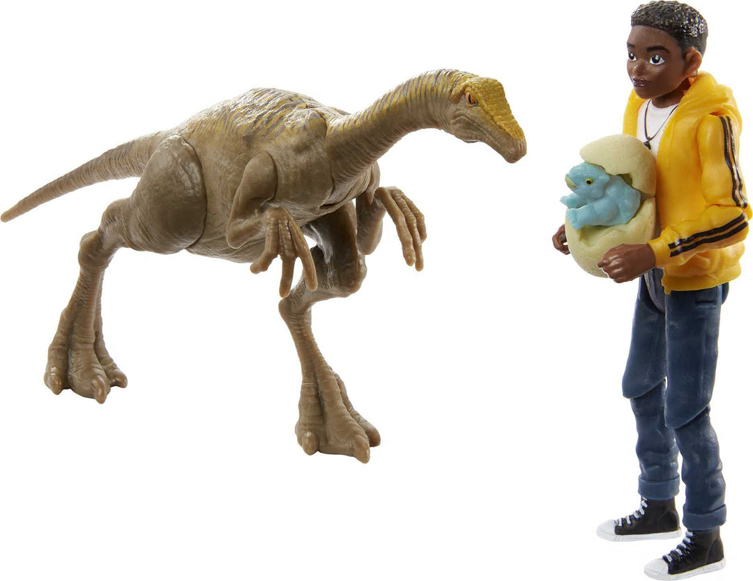 Jurassic World Toys Camp Cretaceous Darius and Gallimimus Human and Dino Pack with 2 Action Figures and 2 Accessories, Toy Gift Set and Collectible for Dinosaur Fans