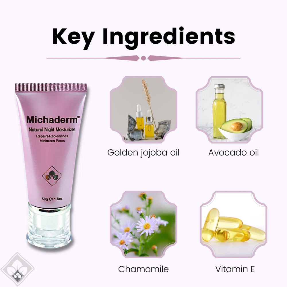 Natural Facial Moisturizer Night Time, Repairs UV Damages, Minimizes Pores, Deep Hydration, 50g 1.8oz