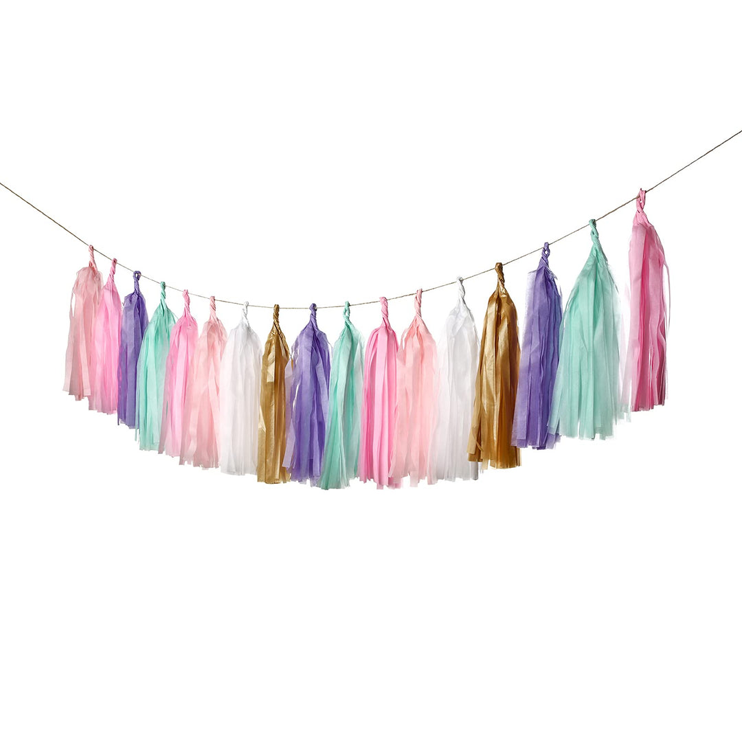 GUZON 30 PCS Tissue Paper Tassel DIY Party Garland Decor for All Events &amp; Occasions(Unicorn Pastel)