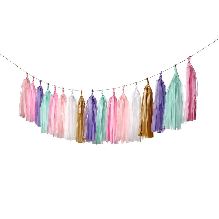 GUZON 30 PCS Tissue Paper Tassel DIY Party Garland Decor for All Events &amp; Occasions(Unicorn Pastel)