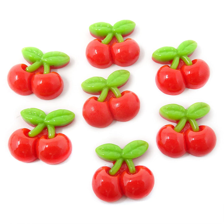30PCS Red Cherry Flatback Resin Charms Cartoon Small Cherry Slime Charms Appealing Fruit Resin Embellishments Cute Sweet Fruit Food Resin Cabochons Decoration Accessories