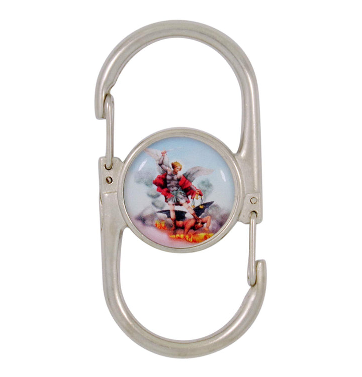 St. Michael Religious Mask Holder Extender Hook to Increase Ear and Head Comfort from Pressure, Silver Tone 2 Inch