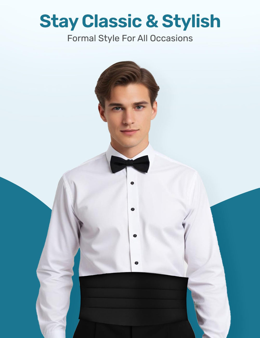 Men's Adjustable Satin Cummerbund- Black