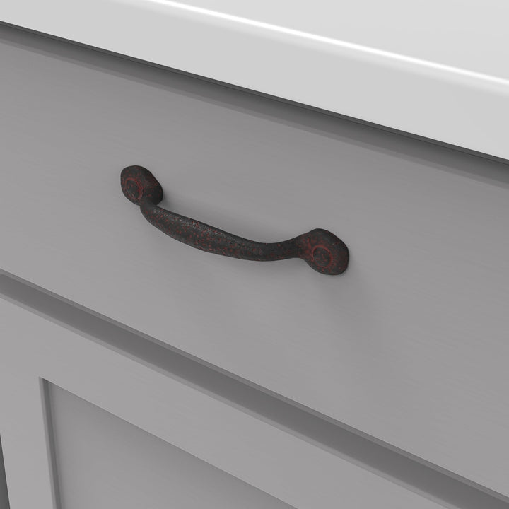 1 Pack Solid Core Kitchen Cabinet Pulls, Luxury Cabinet Handles, Hardware for Doors &amp; Dresser Drawers, 3-3/4 Inch (96mm) Hole Center, Rustic Iron, Refined Rustic Collection