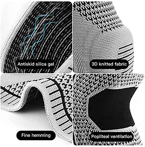 2pcs Ultra Knee Elite Knee Compression Sleeve - Professional Knee Brace, Elastic Knee Wraps Patella Stabilizer with Silicone Gel Spring Support, Knee Support Non-slip for Men Women (Grey, Medium)