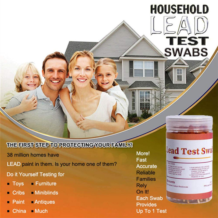 (60 Rapid Home Testing Swabs) Lead Test Swab Kit,30-Second Results. Dip in Water. Home Use for All Surfaces - Painted,Metal, Toys,Dishes, Ceramics,Jewelry,Wood,High-Sensitive, Non-Toxic Test (60)