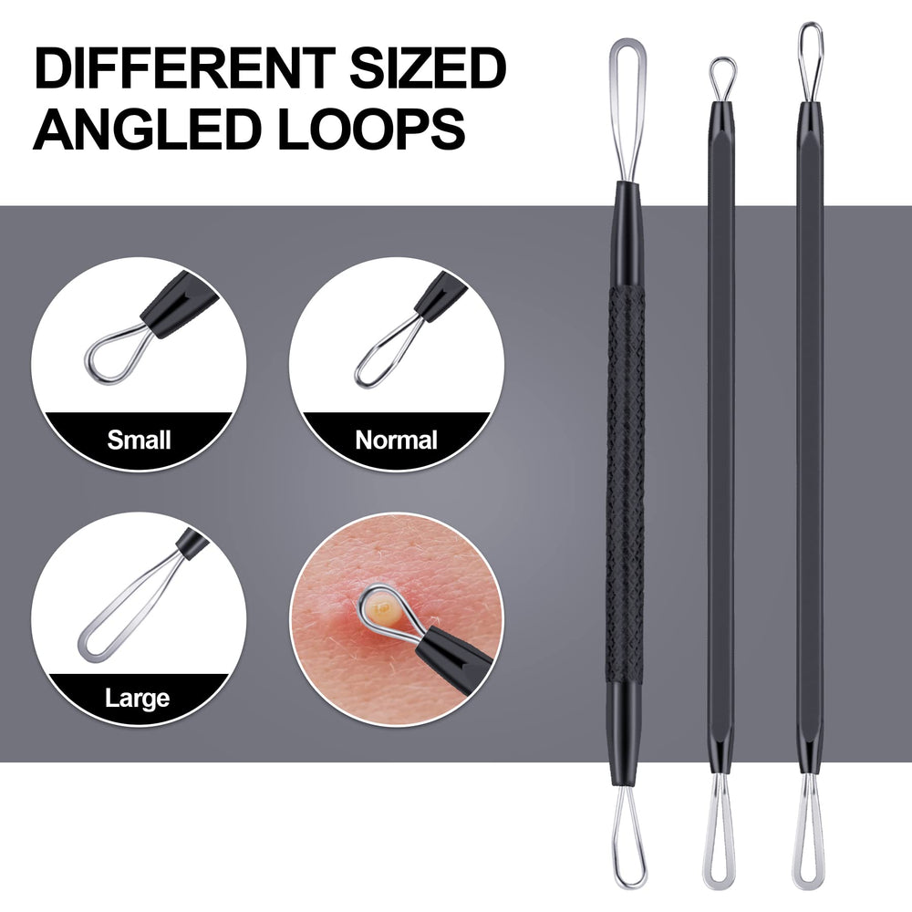 Pimple Popper Tool Kit 10 Pcs, Newest Blackhead Remover Pimple Comedone Extractor Tools for Easy and Fast Removal of Blackheads, Pimples and Blemish on Face, with Elaborate Leather Bag