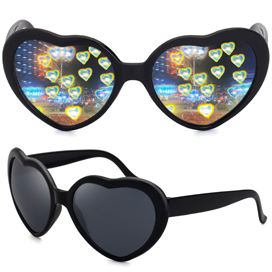 Heart Sunglasses -See Hearts!- Heart Effect Diffraction Glasses EDM Festival Light Changing Sunglasses for Women Men