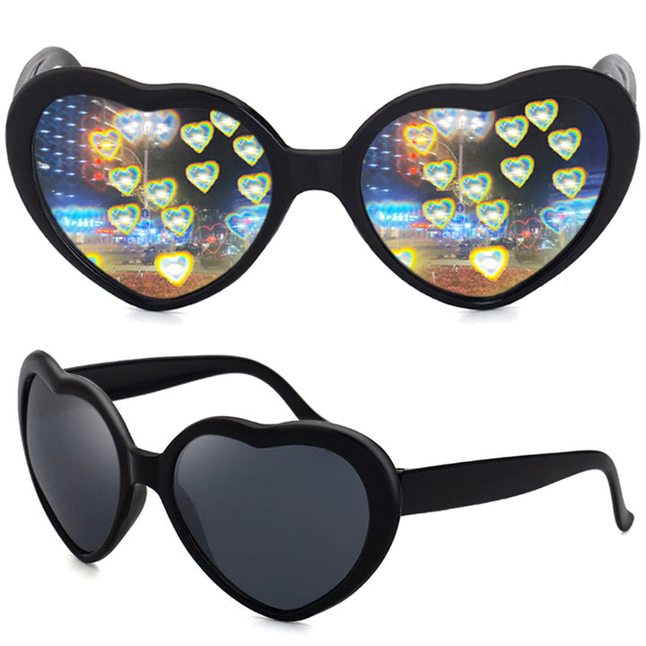 Heart Sunglasses -See Hearts!- Heart Effect Diffraction Glasses EDM Festival Light Changing Sunglasses for Women Men